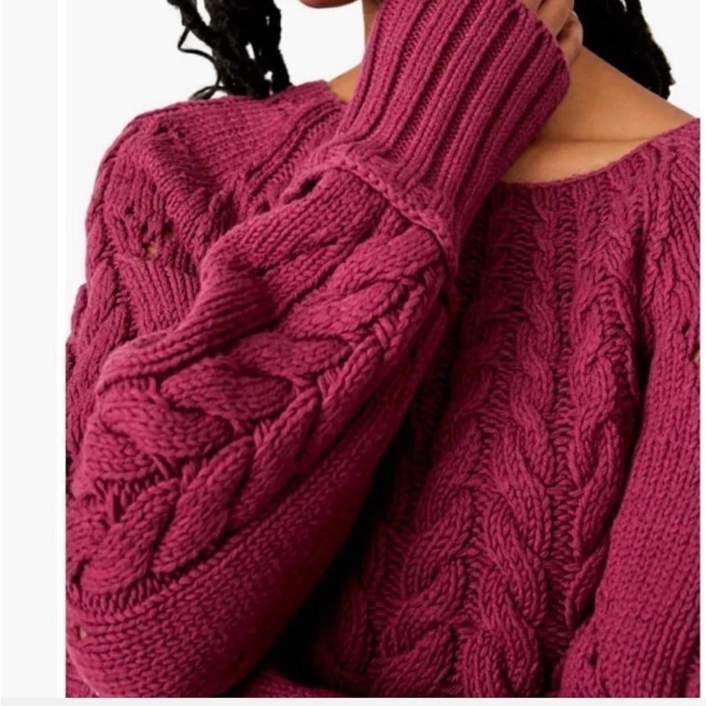 Free people chunky cable knit sweater mulberry size X small